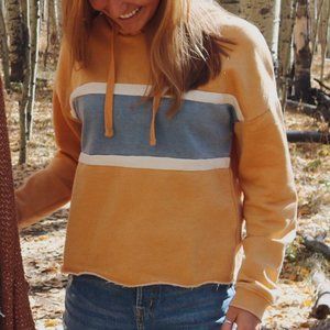 Pink Rose Yellow Cropped Hoodie Size S